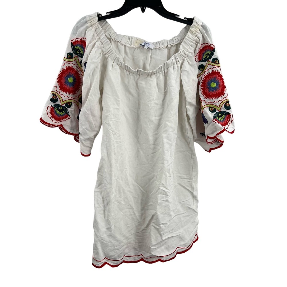 Parker Beach White Embroidered Off‎ Shoulder Size Small